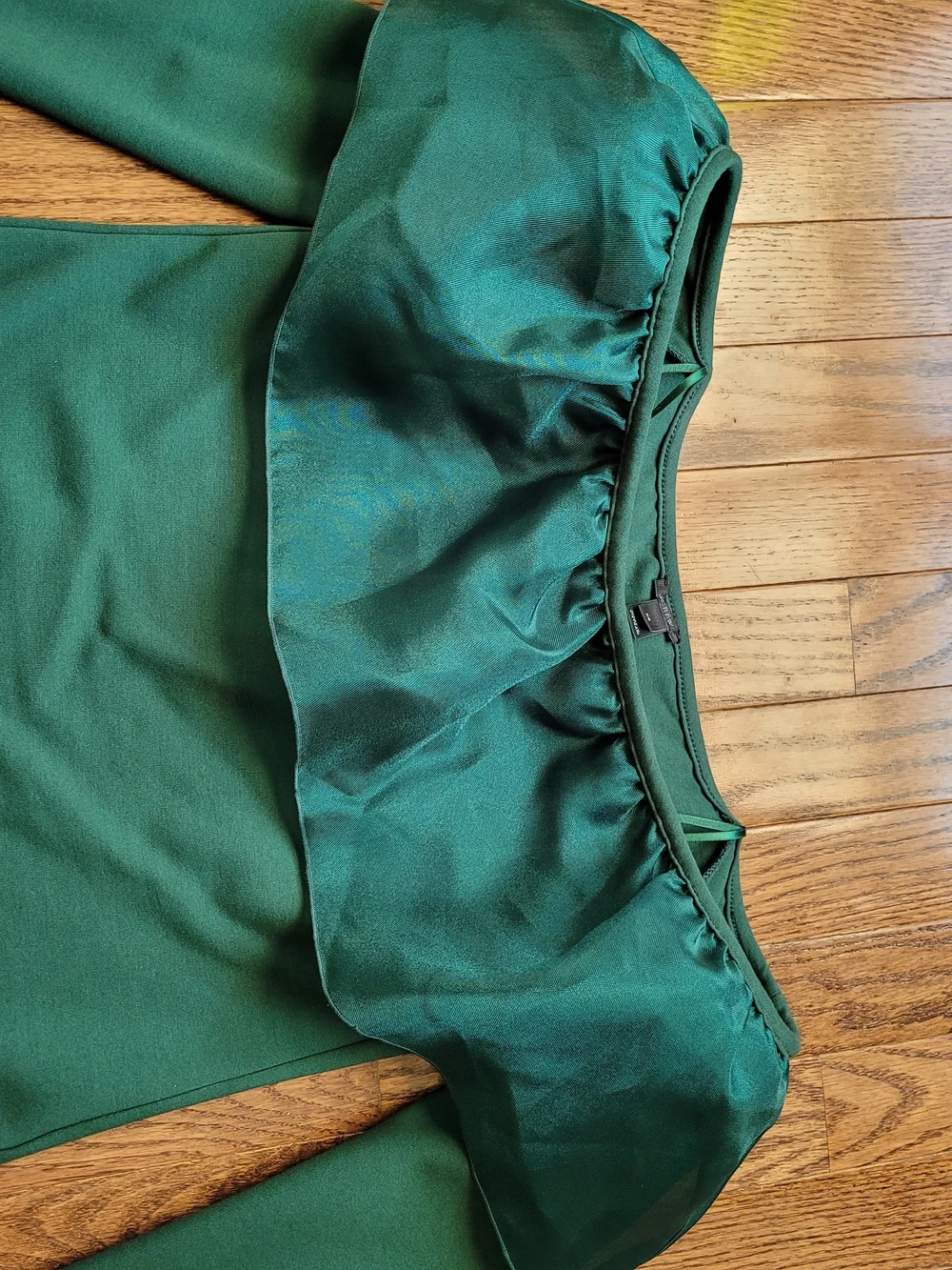J. Crew Green Off-Shoulder Ruffle Long-Sleeve Top